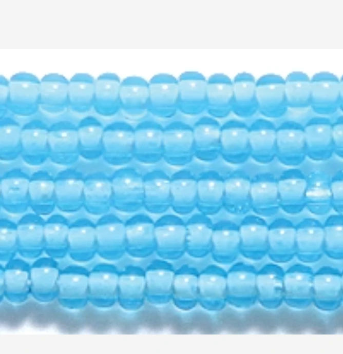 10/0 White Lined Aqua, Preciosa Seed Bead *Hank 10/0 Preciosa Seed Beads