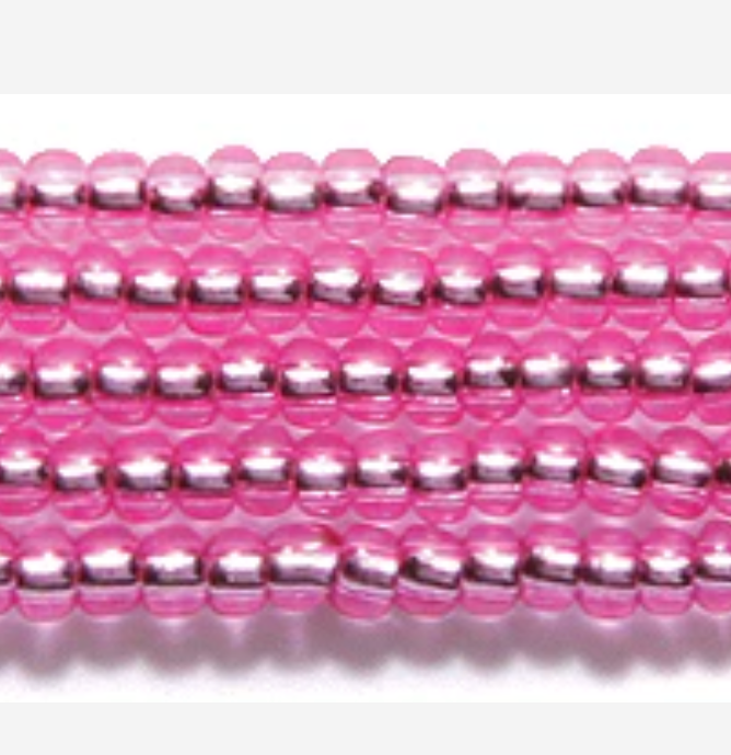 10/0 Pink Silverlined Coated Pink, Preciosa Seed Bead *Hank 10/0 Preciosa Seed Beads