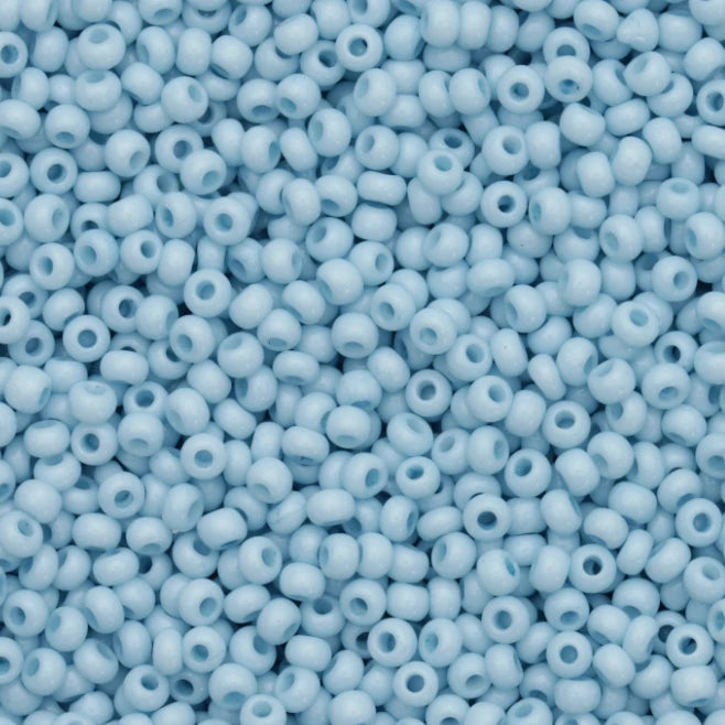 10/0 Clear Sky Blue Solgel Chalk, Preciosa Seed Beads (22g) 10/0 Preciosa Seed Beads