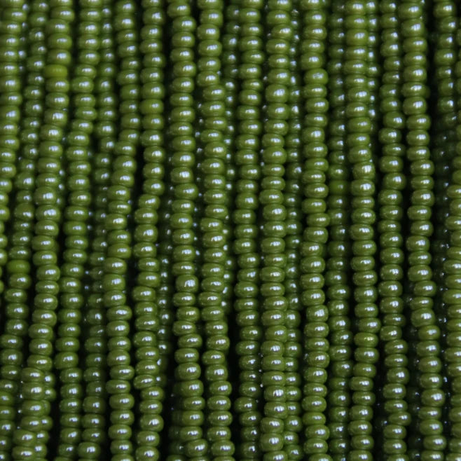 11/0 Opaque Lustre Light Olive, Preciosa Seed Beads (Hank) 11/0 Preciosa Seed Beads