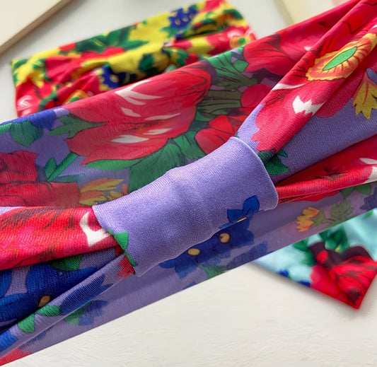 Single Headband "Kokum Scarf" Grandma Cloth in Floral Patterns, Promotional Item Sundaylace Creations & Bling