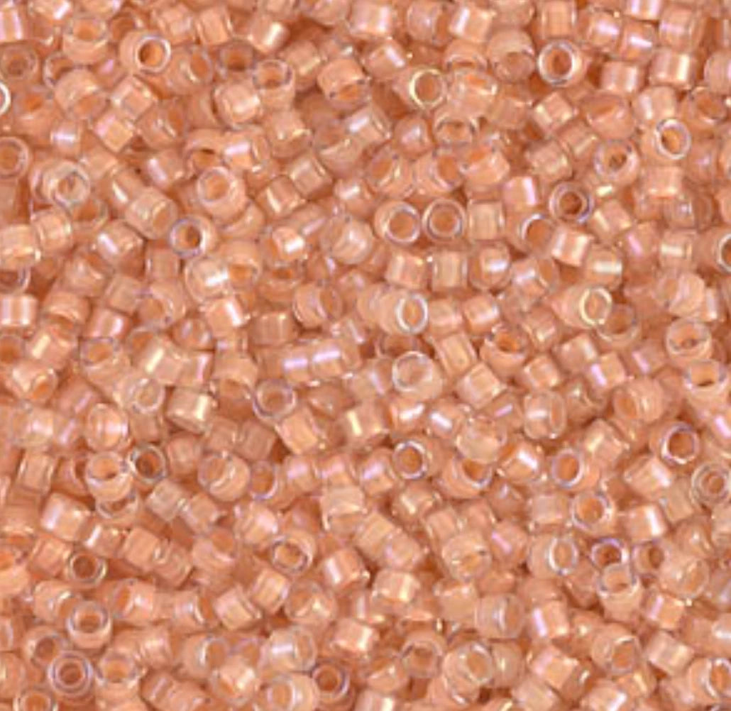 Delica 11/0 Light Peach Lined Crystal AB (0066v) (5.2g) Miyuki Delica Beads
