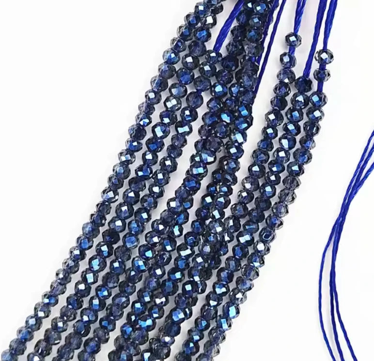 2*3mm Montana Metallic Transparent Half Plated Grade AAA Rondelle Beads (5g) Sundaylace Creations & Bling