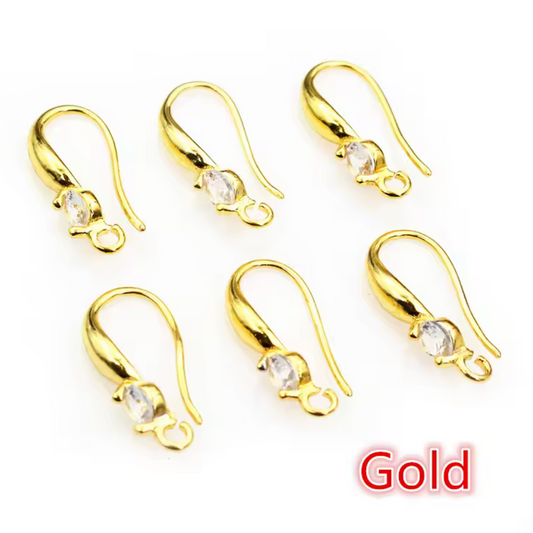 8*19mm Fancy GOLD Rhinestone in Earring Hooks Wires (10pcs), Basics Basics