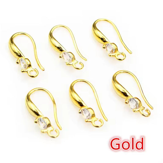 8*19mm Fancy GOLD Rhinestone in Earring Hooks Wires (10pcs), Basics Basics