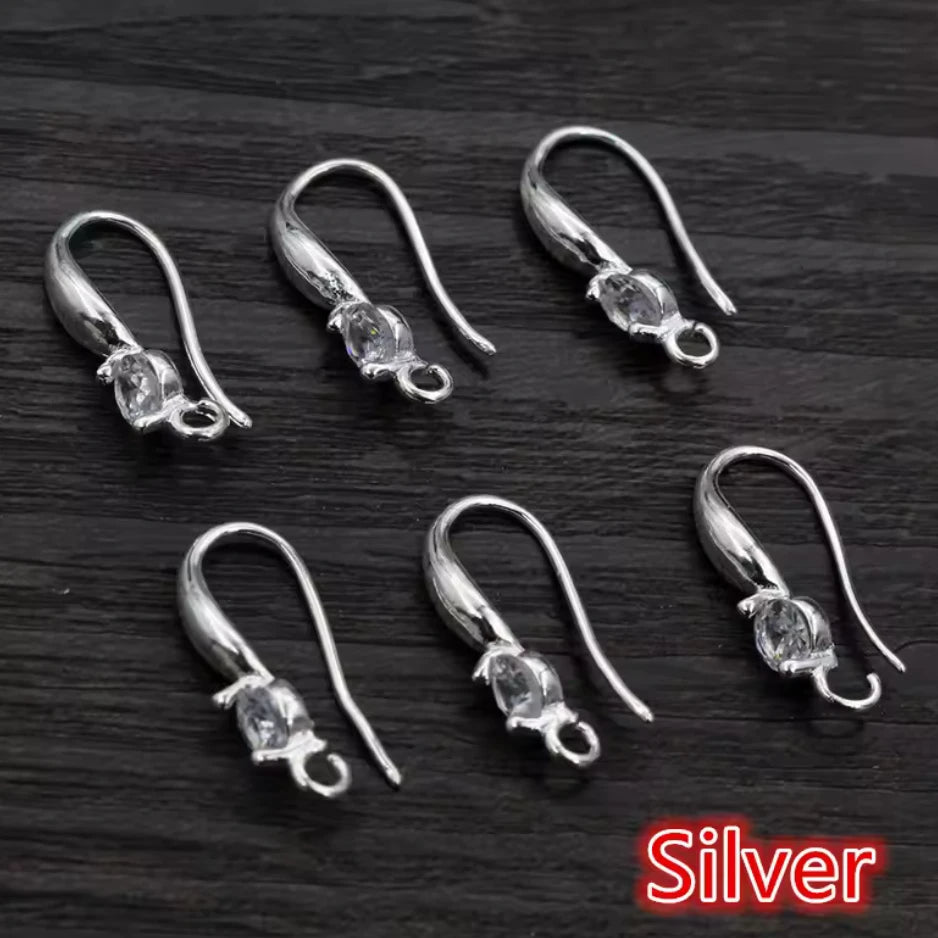 8*19mm Fancy SILVER Rhinestone in Earring Hooks Wires (10pcs), Basics Basics