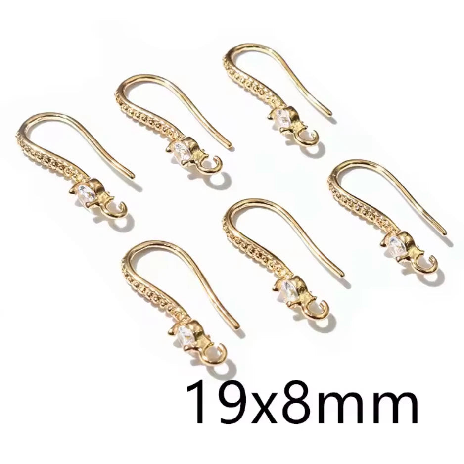 8*19mm Long Fancy GOLD Rhinestone in Earring Hooks Wires (10pcs), Basics Basics