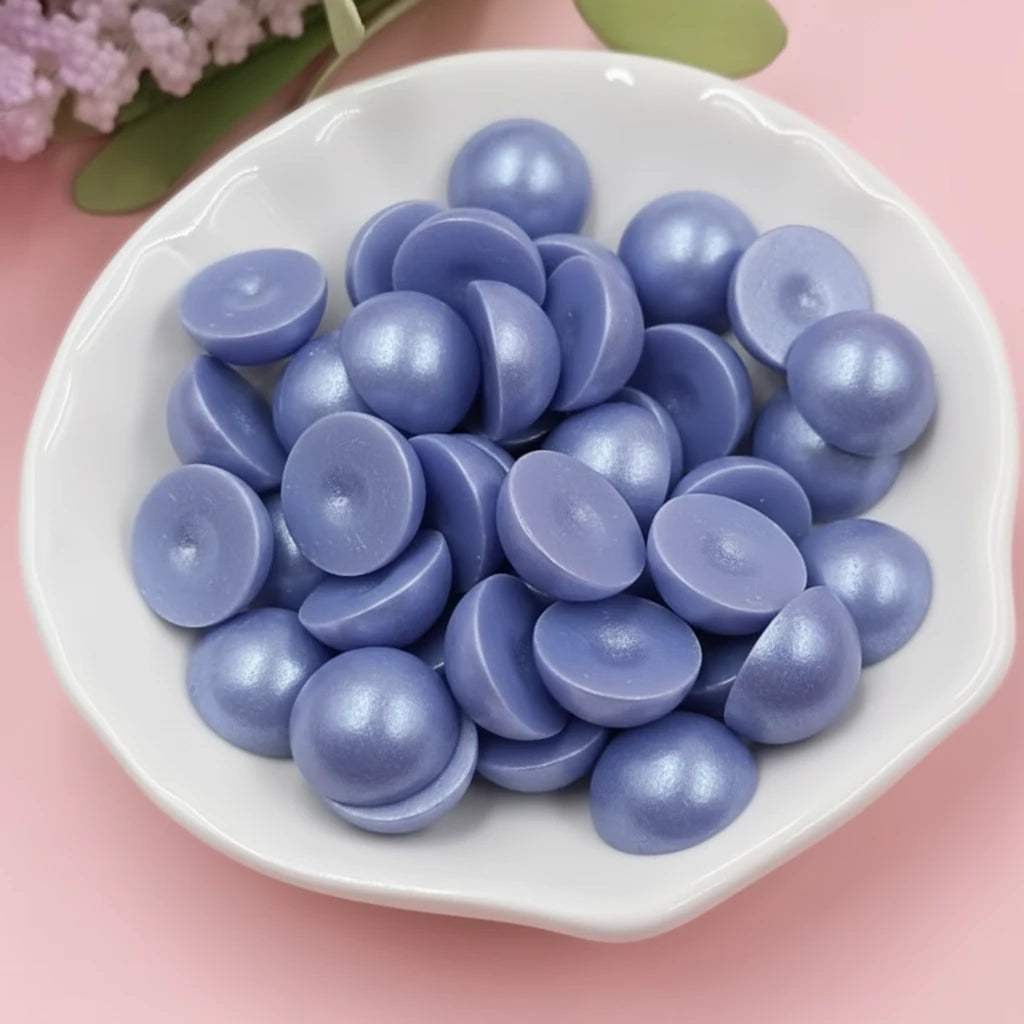 12mm Periwinkle Blue Luster Pearl Pastel Iridescent Golden Luster Pearls Round, Glue on, Resin Gem, (Sold in Pair) Resin Gems