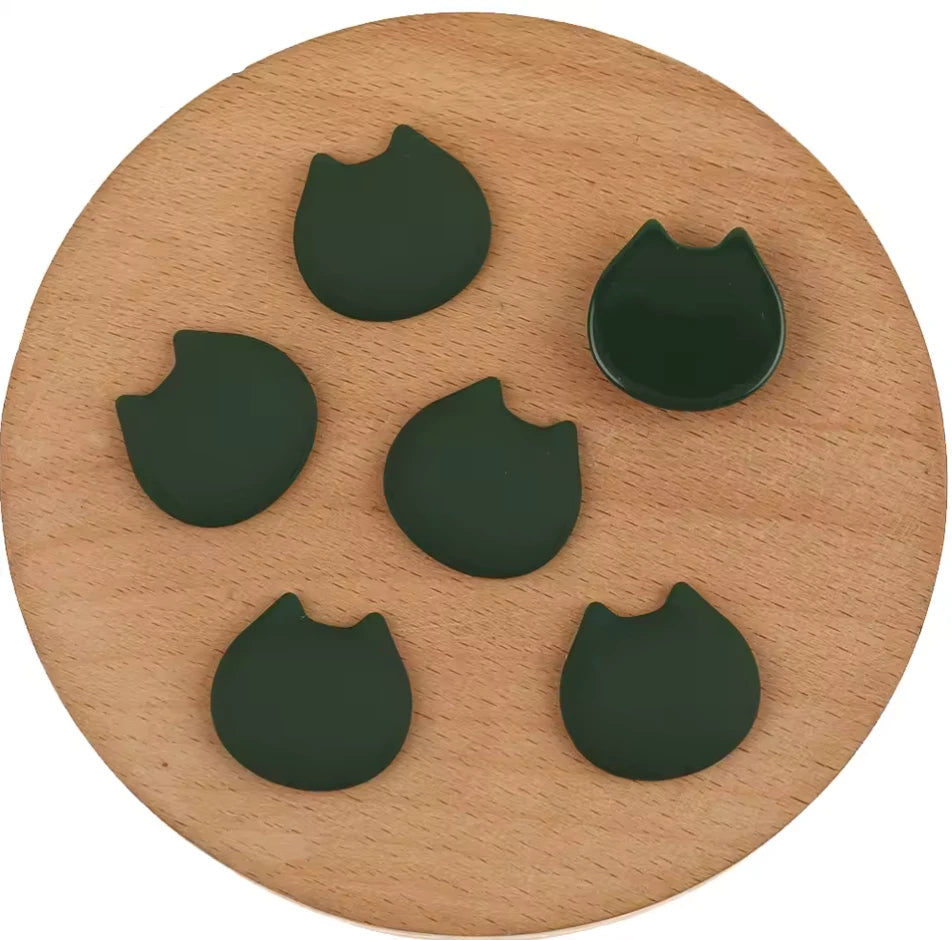 20mm Hunter Green Cat Shaped Matte Rubber Matte, Glue on, Resin Gem, (Sold in Pair) Resin Gems