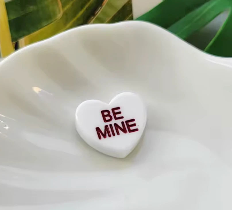 16*19mm Be Mine White Glossy Valentines "LOVE" "Be Mine" Red or White Hearts, Glue on, Resin Gem, (Sold in Pair) Resin Gems