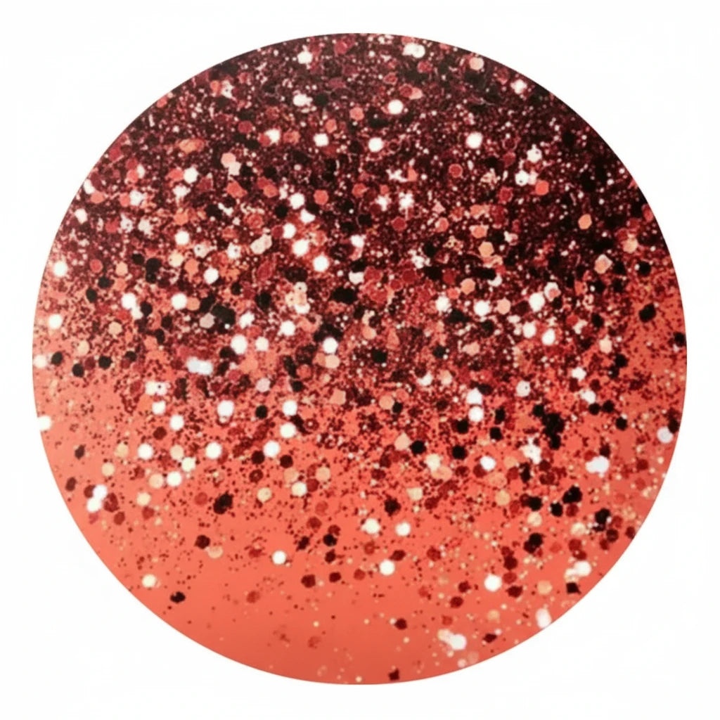 20mm Coral Red Glitter Ombre Printed Dome, Glue on, Resin Gem, (Sold in Pair) Resin Gems