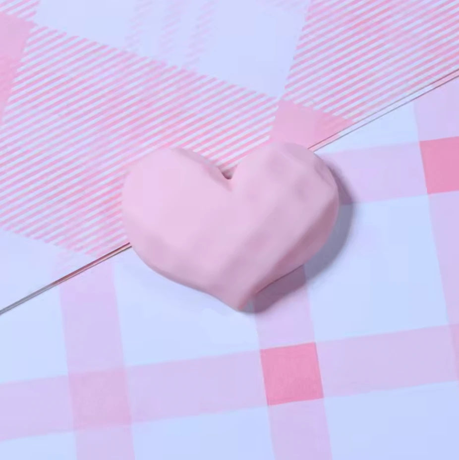 26mm Hot Pink Matte Heart Mixed Waffle Cone Textured Matte Hearts, Glue on, Resin Gem, (Sold in Pair) Resin Gems