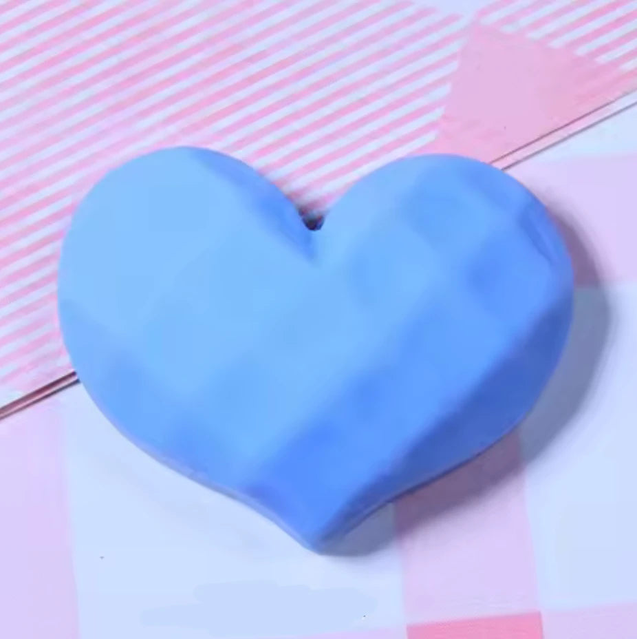 26mm Blue Matte Heart Mixed Waffle Cone Textured Matte Hearts, Glue on, Resin Gem, (Sold in Pair) Resin Gems