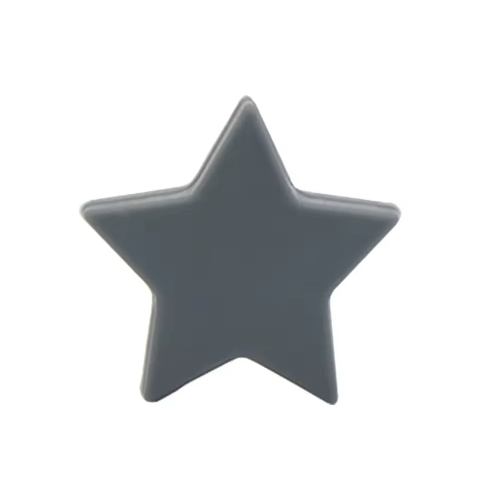22mm Light Grey Matte Rubber Star Shaped Flat with Side Hole Bead, Glue on, Resin Gem, (Sold in Pair) Resin Gems