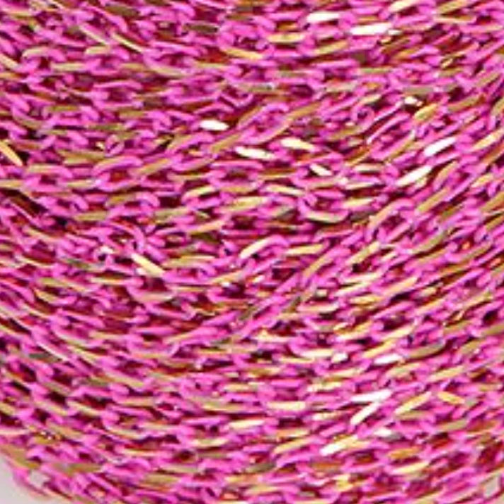 2*3.5mm Pink/Gold Neo Cut Chain Links Necklace Findings, 2 meters Basics Basics
