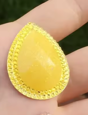 30*40mm Mustard Yellow Sparkle Glitter with Frame Large Teardrop, Sew On, Resin Gem, (Sold in Pair) Resin Gems