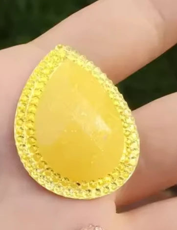 30*40mm Mustard Yellow Sparkle Glitter with Frame Large Teardrop, Sew On, Resin Gem, (Sold in Pair) Resin Gems