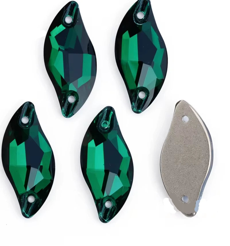 10*20mm AB Emerald Green Shape AB Purple AB Pink AB Emerald Green AB Red S Shape or Leaf Shaped, Sew On, Resin Gem, (Sold in Pair) Resin Gems