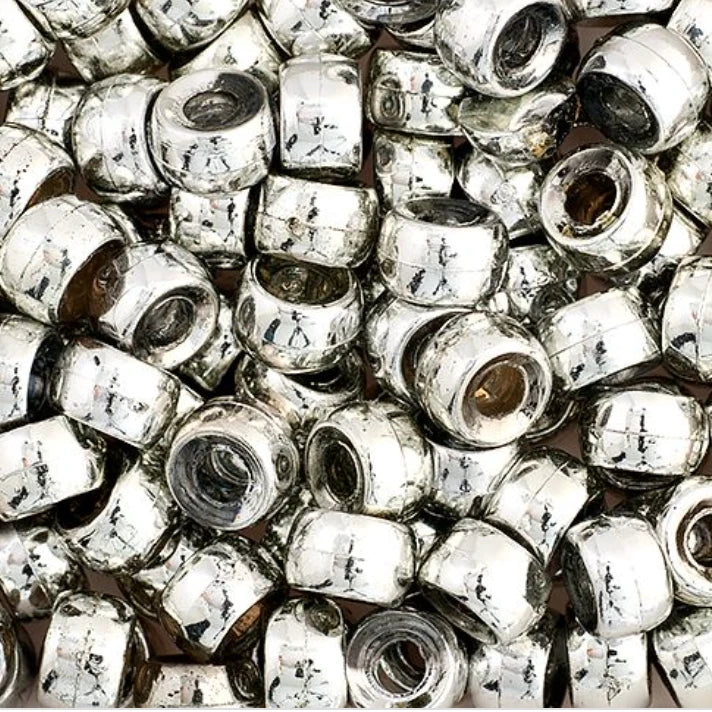 6mm Preciosa Glass Mini Crow Beads - Silver (500pcs) 6/0 Pony Beads