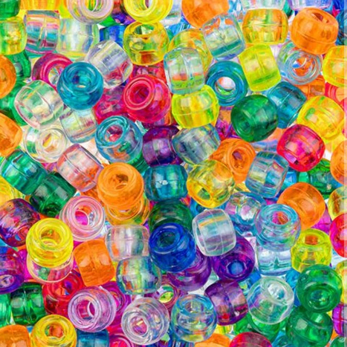 6mm Preciosa Glass Mini Crow Beads - Transparent Multi (1000pcs) 6/0 Pony Beads
