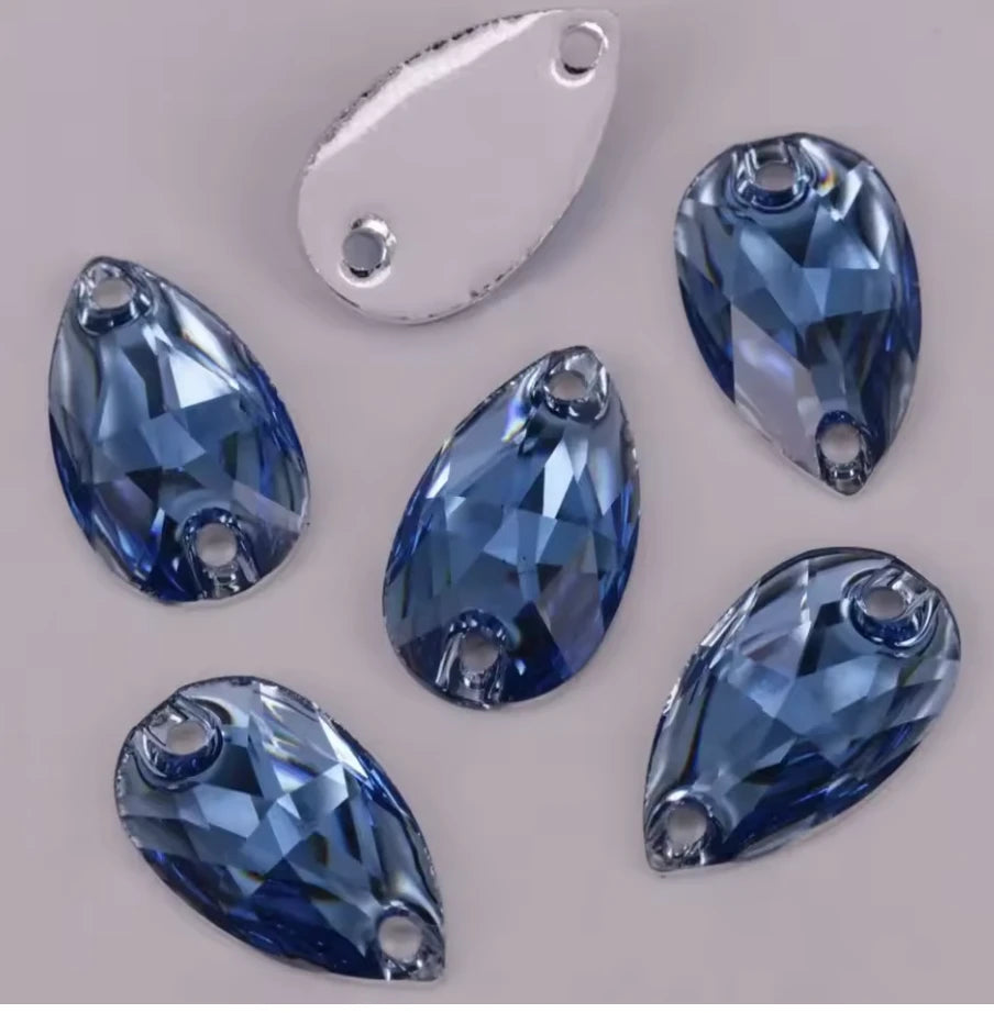 10*18mm Sapphire Blue *Medium Blue Multi- Teardrop, Sew On, Resin Gem, (Sold in Pair) Resin Gems
