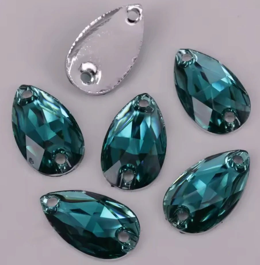10*18mm Blue Zircon Multi- Teardrop, Sew On, Resin Gem, (Sold in Pair) Resin Gems