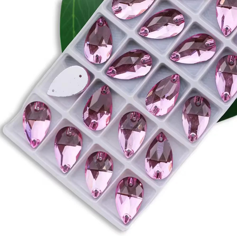 7*12mm Light Pink Multi- Mini Teardrops, Sew On, Resin Gem, (Sold in 12 pcs) Resin Gems