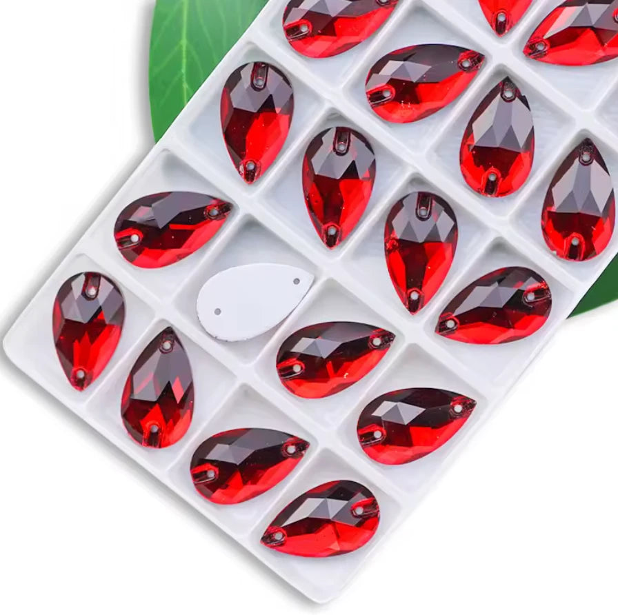 7*12mm Red Multi- Mini Teardrops, Sew On, Resin Gem, (Sold in 12 pcs) Resin Gems