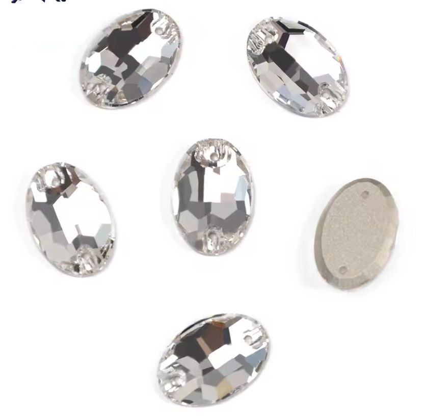 7*10mm Clear Oval, Sew On, Resin Gem, (Sold in Pair) Resin Gems