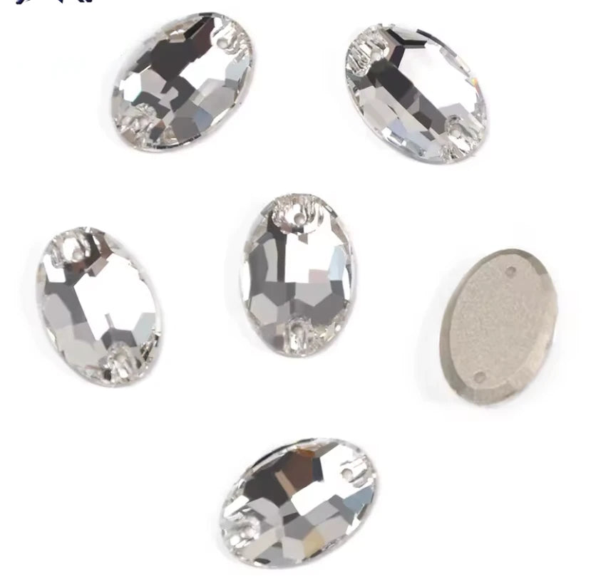 7*10mm Clear Oval, Sew On, Resin Gem, (Sold in Pair) Resin Gems