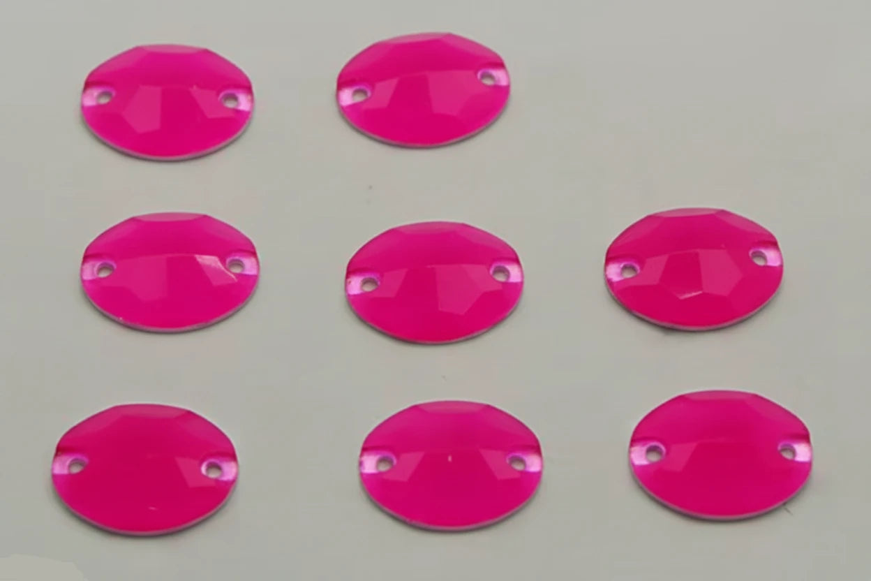 11*15mm Pink Oval Neon, Sew On, Resin Gem, (Sold in Pair) Resin Gems