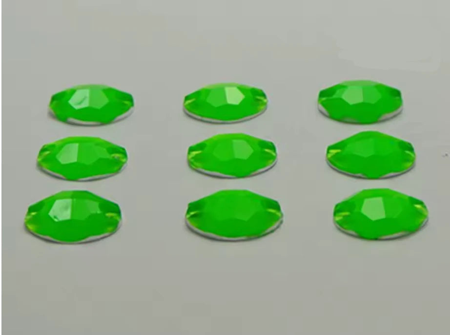 11*15mm Green Oval Neon, Sew On, Resin Gem, (Sold in Pair) Resin Gems