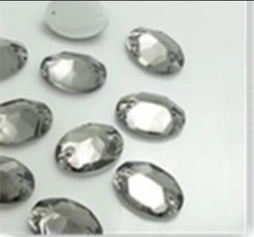 13*18mm Grey Mix Oval Multicolour, Sew On, Resin Gem, (Sold in Pair) Resin Gems