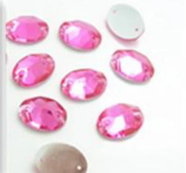 13*18mm Pink Mix Oval Multicolour, Sew On, Resin Gem, (Sold in Pair) Resin Gems