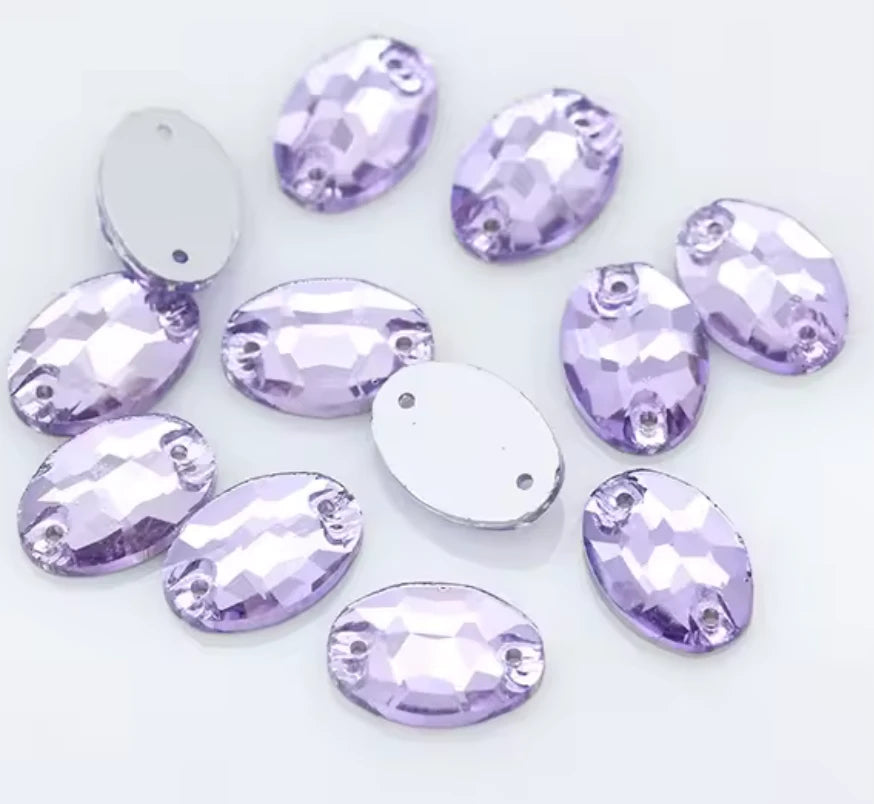 13*18mm Purple Mix Oval Multicolour, Sew On, Resin Gem, (Sold in Pair) Resin Gems