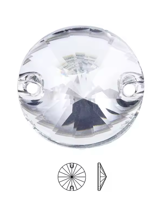 14mm Clear Rivoli Flat Back, Sew On, Resin Gem, (Sold in Pair) Resin Gems