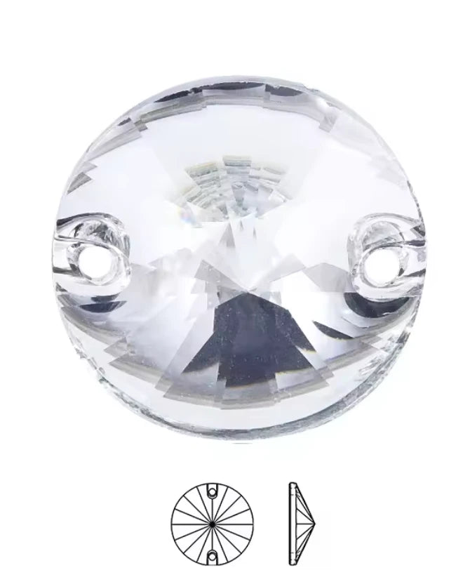14mm Clear Rivoli Flat Back, Sew On, Resin Gem, (Sold in Pair) Resin Gems