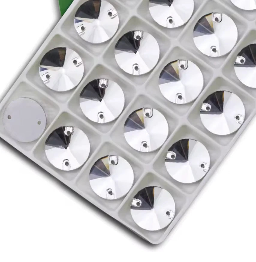 14mm Grey Rivoli Flat Back, Sew On, Resin Gem, (Sold in Pair) Resin Gems
