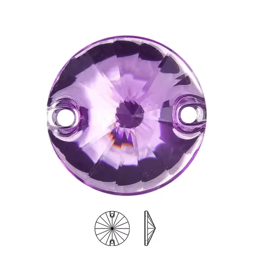 14mm Purple Rivoli Flat Back, Sew On, Resin Gem, (Sold in Pair) Resin Gems