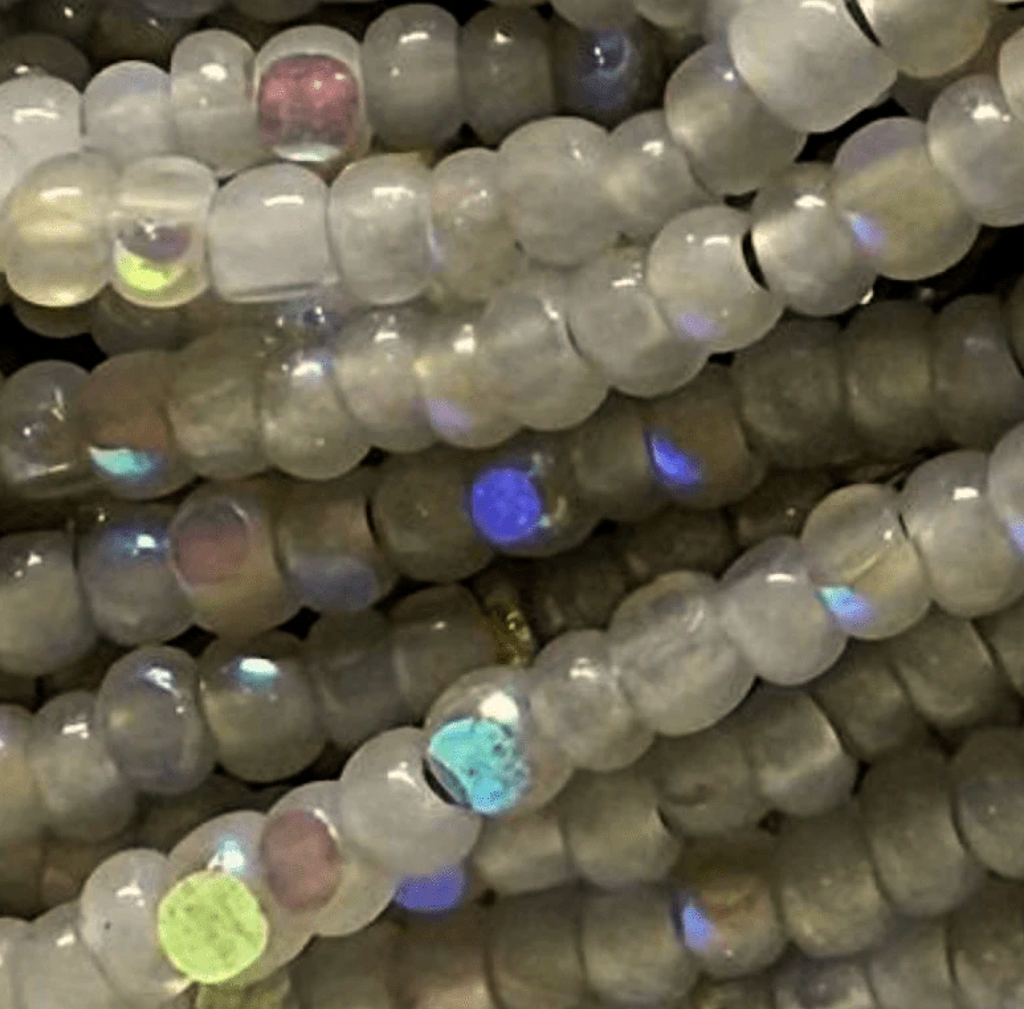 11/0 Charlotte Cut Seed Bead - Opal Diamond Dark Cloud Grey AB 10g India Sheen Charlotte Cut Seedbeads