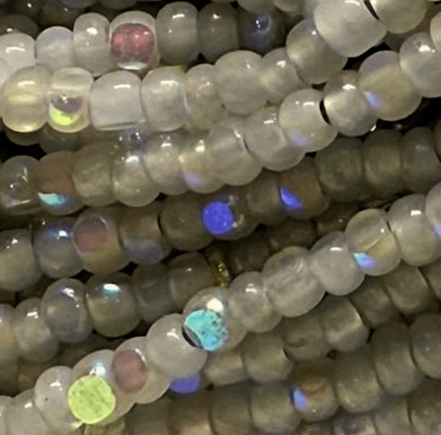 11/0 Charlotte Cut Seed Bead - Opal Diamond Dark Cloud Grey AB 10g India Sheen Charlotte Cut Seedbeads