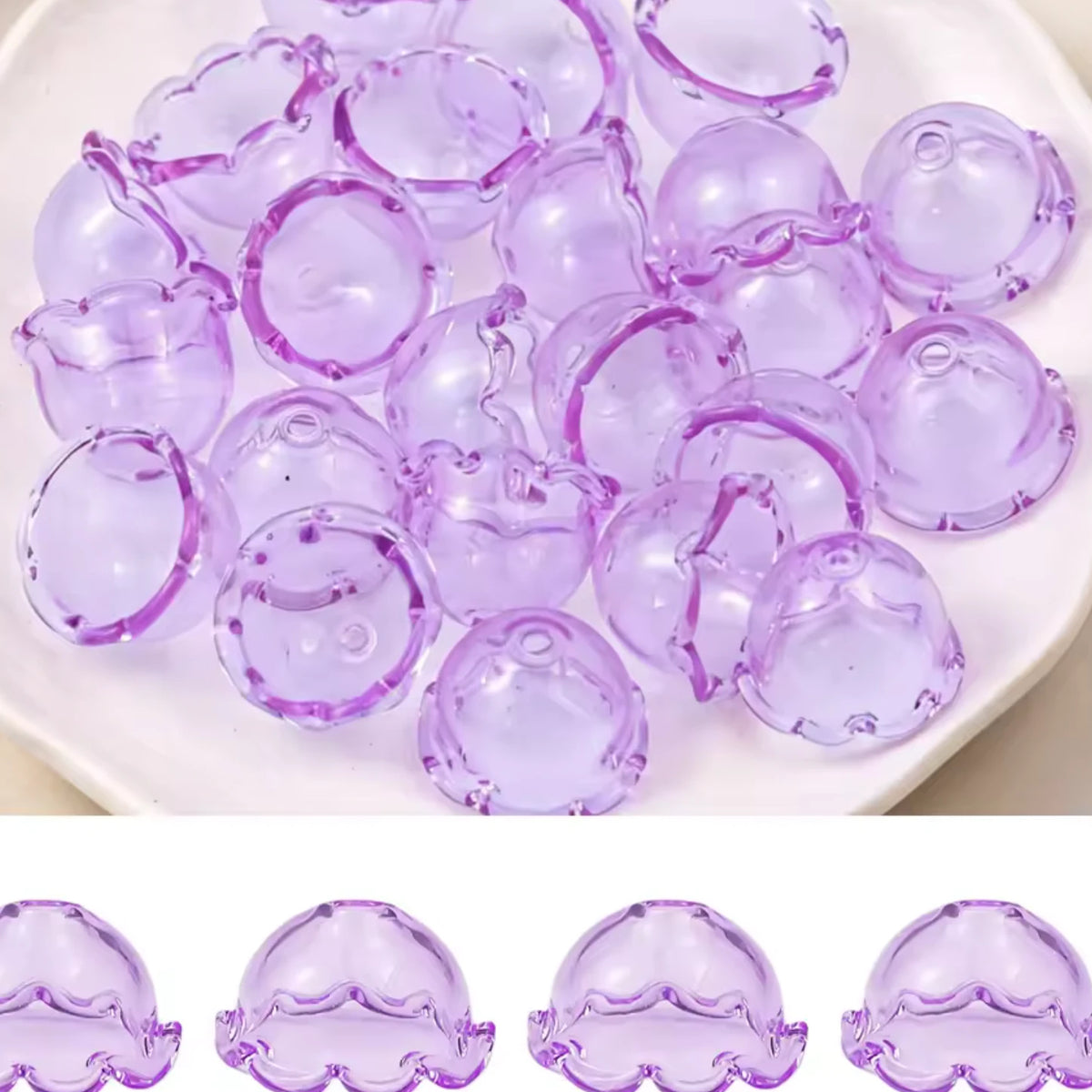 23x14mm Purple Jellyfish Spacer Bead, (Sold in Pair) Sundaylace Creations & Bling