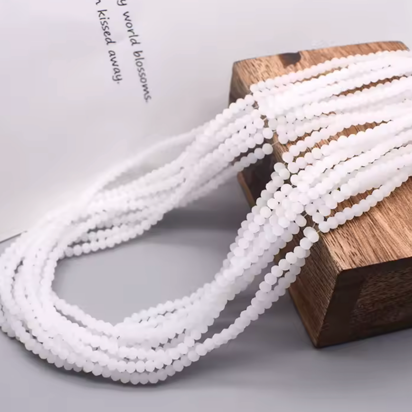 2*3mm Frosted White Faceted Rondelle Matte, (155pcs) Sundaylace Creations & Bling