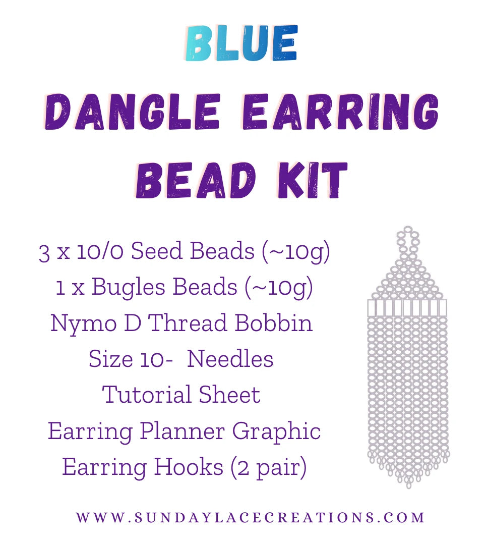 Blue 💙 Themed Dangle Earring Starter Brick Stitch Bead Kit, Promotions Sundaylace Creations & Bling