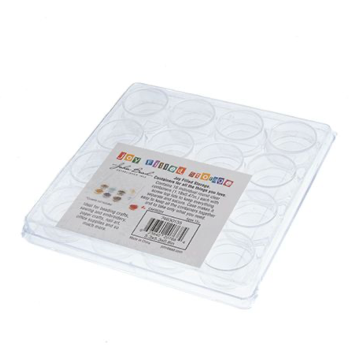 Joy Filled Storage, Plastic Box (13.5*13.5*2CM) w/16 Clear Round Containers (3*1.2CM) Sundaylace Creations & Bling