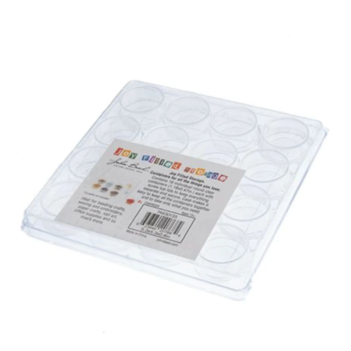 Joy Filled Storage, Plastic Box (13.5*13.5*2CM) w/16 Clear Round Containers (3*1.2CM) Sundaylace Creations & Bling