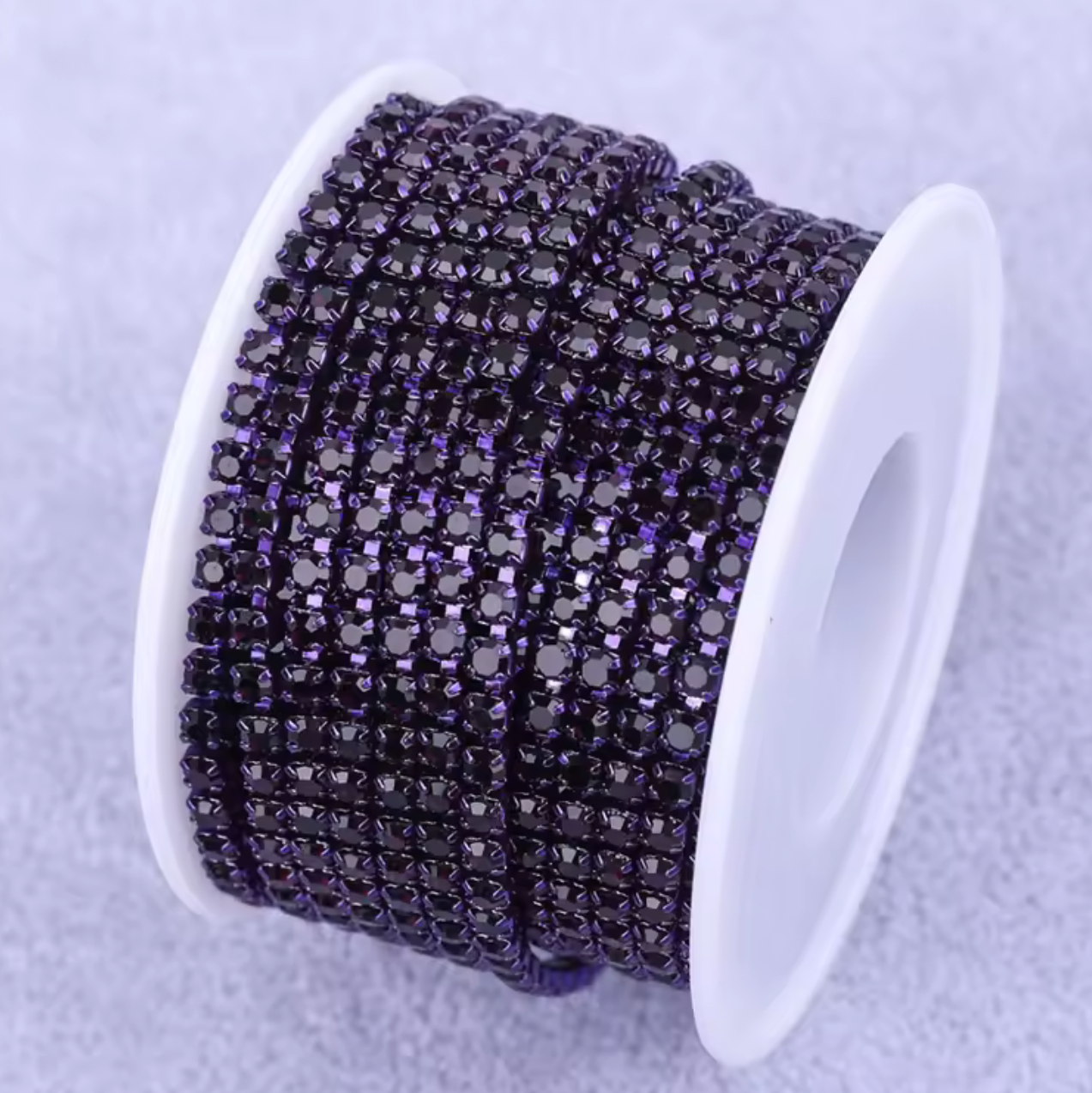 Ss6 Amethyst Stone On Amethyst Coloured Chain, (Sold by Yard) SS6 Metal Rhinestone Chain