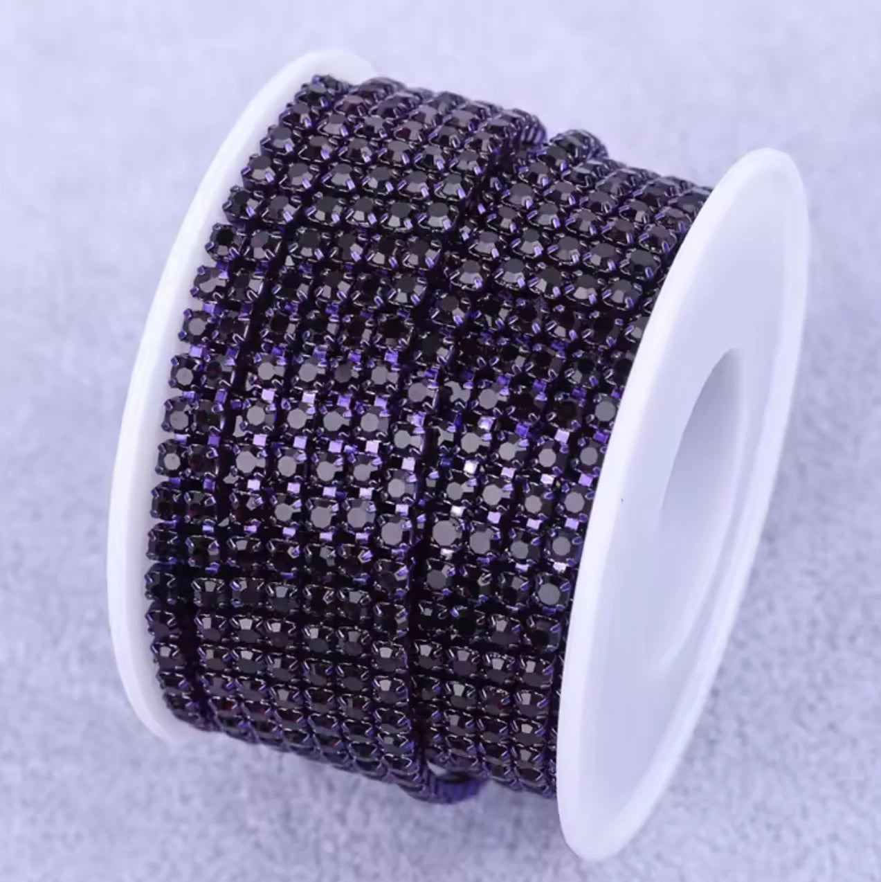 Ss6 Amethyst Stone On Amethyst Coloured Chain, (Sold by Yard) SS6 Metal Rhinestone Chain