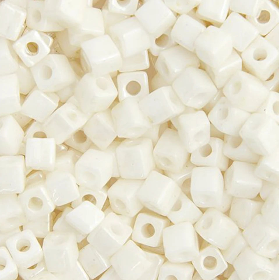 Miyuki Seed Bead Cubes White Pearl Opaque Luster (0420v)(22g) Miyuki Seedbeads