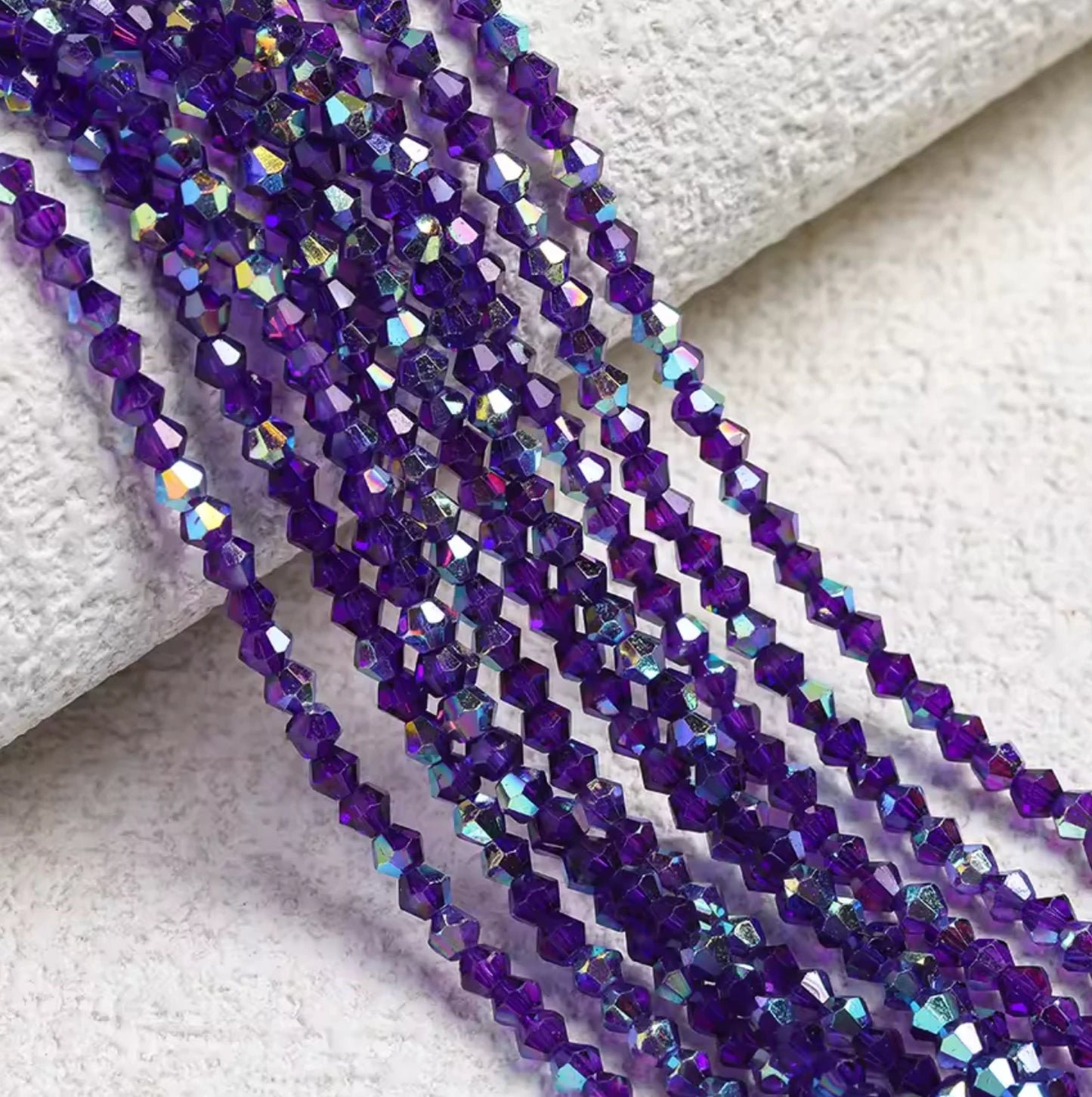 4mm Dark Blue Purple Colour Faceted Bicone Beads Strung 80pcs Bicone/Rondelle